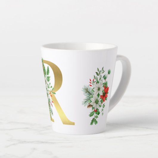 Mit Monogramm Xmas-Latte-Tasse-Gold-Brief Milchtasse (Rechte Ecke)