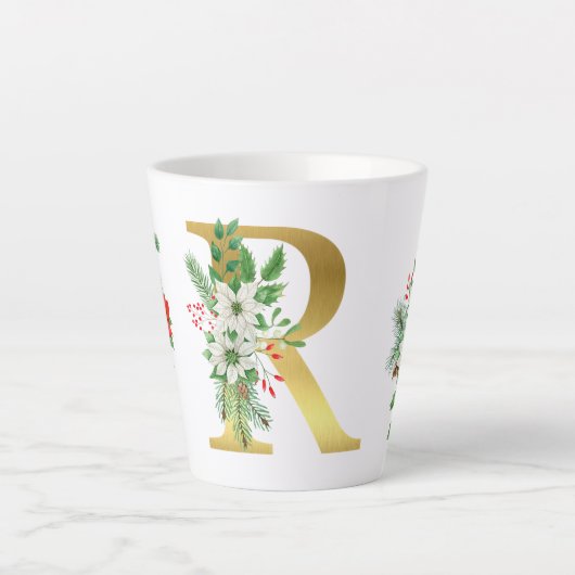 Mit Monogramm Xmas-Latte-Tasse-Gold-Brief Milchtasse (Vorderseite)