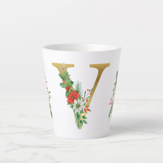 Mit Monogramm Xmas-Latte-Tasse-Gold-Brief Milchtasse (Vorderseite)