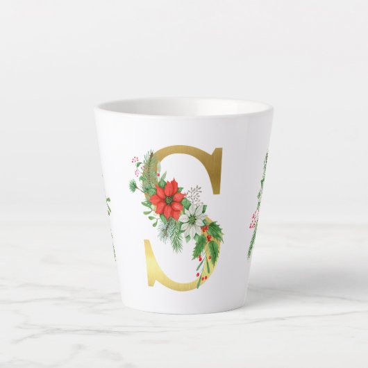 Mit Monogramm Xmas-Latte-Tasse-Gold-Brief Milchtasse (Vorderseite)