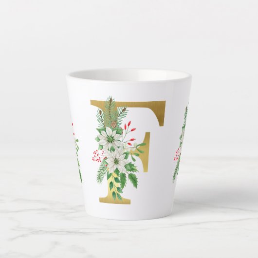 Mit Monogramm Xmas-Latte-Tasse-Gold-Brief Milchtasse (Vorderseite)