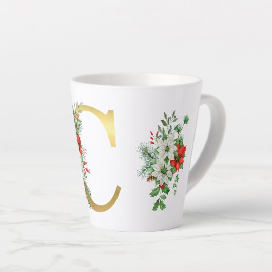Mit Monogramm Xmas-Latte-Tasse-Gold-Brief Milchtasse (Rechte Ecke)