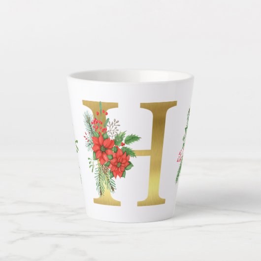 Mit Monogramm Xmas-Latte-Tasse-Gold-Brief Milchtasse (Vorderseite)