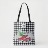Mit Monogramm Xmas roter LKW-Büffel Karo schwarz Tasche (Vorderseite)