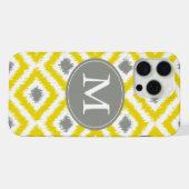 Mit Monogramm Yellow Gray Diamond Ikat Muster iPhone Hülle (Rückseite (Horizontal))
