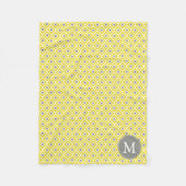 Mit Monogramm Yellow Greonds Ikat Pattern Fleecedecke (Vorderseite)