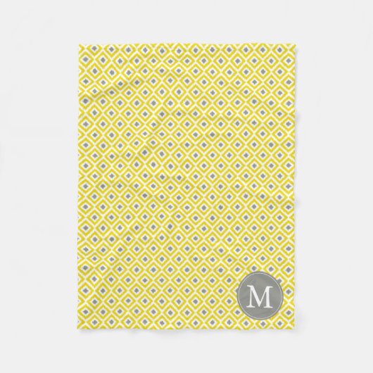 Mit Monogramm Yellow Greonds Ikat Pattern Fleecedecke (Vorderseite)