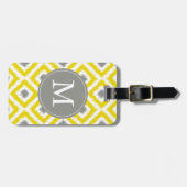 Mit Monogramm Yellow Greonds Ikat Pattern Gepäckanhänger (Vorderseite horizontal)
