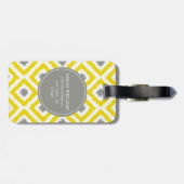 Mit Monogramm Yellow Greonds Ikat Pattern Gepäckanhänger (Rückseite horizontal)