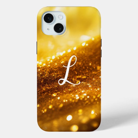 Mit Monogramm Yellow Luxe Glitzer Case-Mate iPhone Hülle (Rückseite)