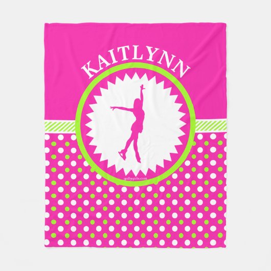 Mit Monogramm Zahl Skater-Rosa - grüne Fleecedecke (Vorderseite)