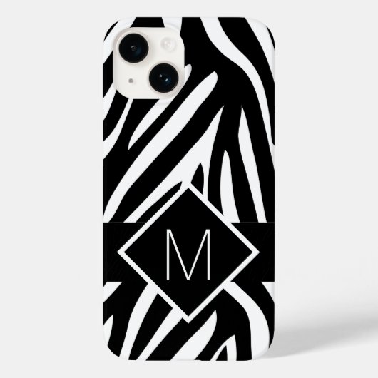 Mit Monogramm Zebra-Druckfarben Case-Mate iPhone Hülle (Rückseite)