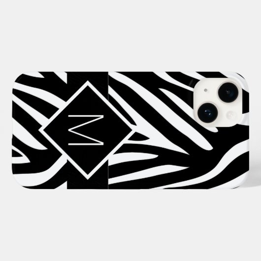 Mit Monogramm Zebra-Druckfarben Case-Mate iPhone Hülle (Rückseite (Horizontal))