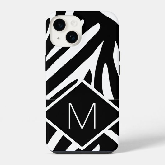 Mit Monogramm Zebra-Druckfarben iPhone Hülle (Rückseite)