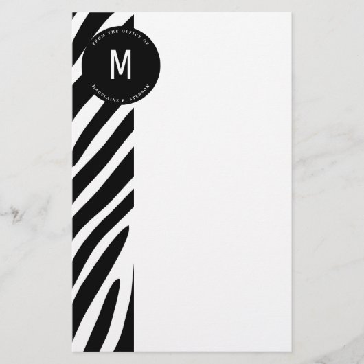 Mit Monogramm Zebra-Grenze Briefpapier (Vorderseite)