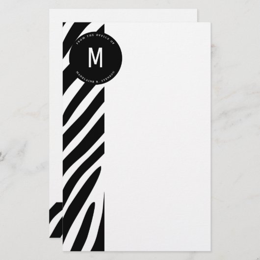 Mit Monogramm Zebra-Grenze Briefpapier (Vorne/Hinten)