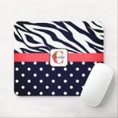 Mit Monogramm Zebra Polka-gepunktete Maus-Pad Mousepad (Mit Mouse)