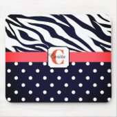 Mit Monogramm Zebra Polka-gepunktete Maus-Pad Mousepad (Vorne)