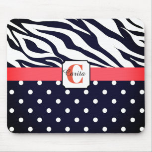 Mit Monogramm Zebra Polka-gepunktete Maus-Pad Mousepad