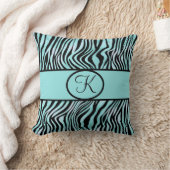 Mit Monogramm Zebra Print Aquamarin Türkis Aqua Bl Kissen (Decke)