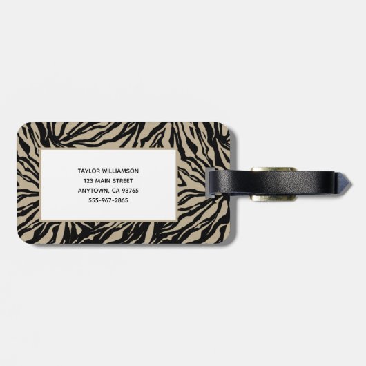 Mit Monogramm Zebra Print Gepäckanhänger (Rückseite horizontal)
