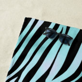 Mit Monogramm Zebra Schwarz und Aquamarin Türkis Strandtuch (Beispiel)