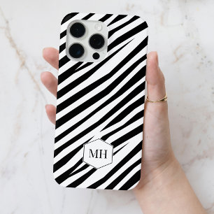Mit Monogramm Zebra-Schwarz-Weiß-Muster Case-Mate iPhone Hülle
