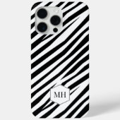 Mit Monogramm Zebra-Schwarz-Weiß-Muster Case-Mate iPhone Hülle (Rückseite)