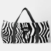 Mit Monogramm Zebra-Schwarz-Weiß-Muster Duffle Bag (Vorderseite)