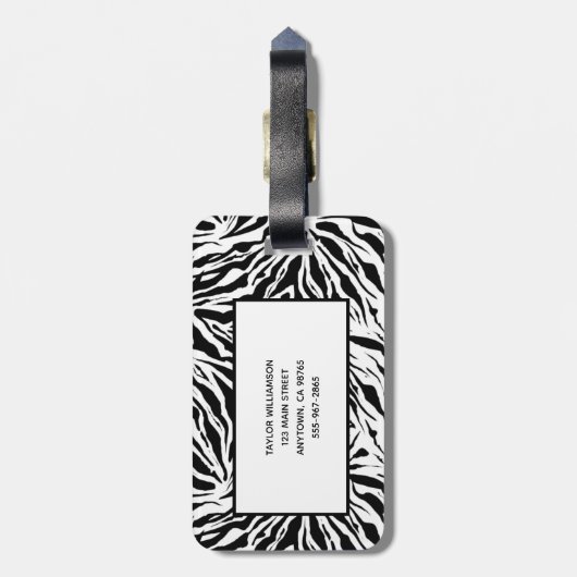 Mit Monogramm Zebra-Streifen Gepäckanhänger (Rückseite vertikal)