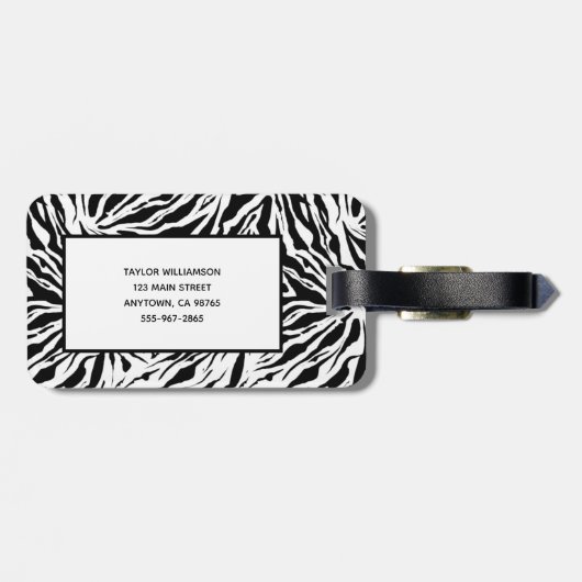 Mit Monogramm Zebra-Streifen Gepäckanhänger (Rückseite horizontal)