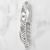 Mit Monogramm Zebra-Streifen Kellnermesser (Rückseite)