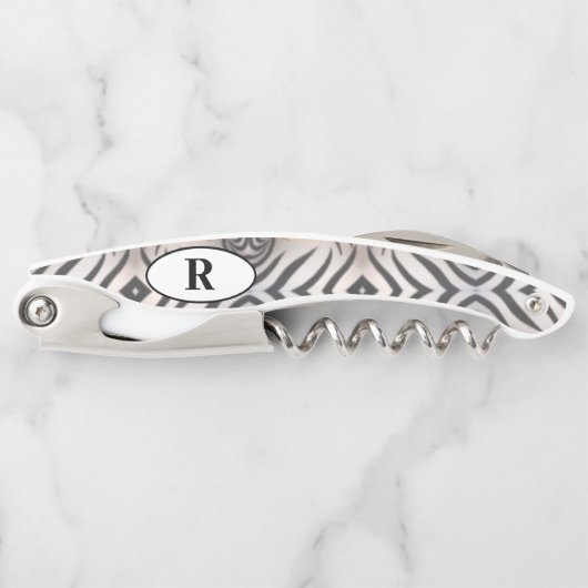 Mit Monogramm Zebra-Streifen Kellnermesser (Vorderseite)