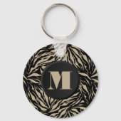 Mit Monogramm Zebra-Tierausdruck Schlüsselanhänger (Vorderseite)