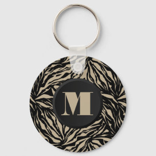 Mit Monogramm Zebra-Tierausdruck Schlüsselanhänger