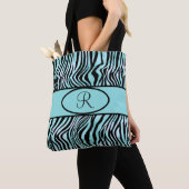 Mit Monogramm Zebrastreifen Türkis Aquamarin und S Tasche (Von Nahem)