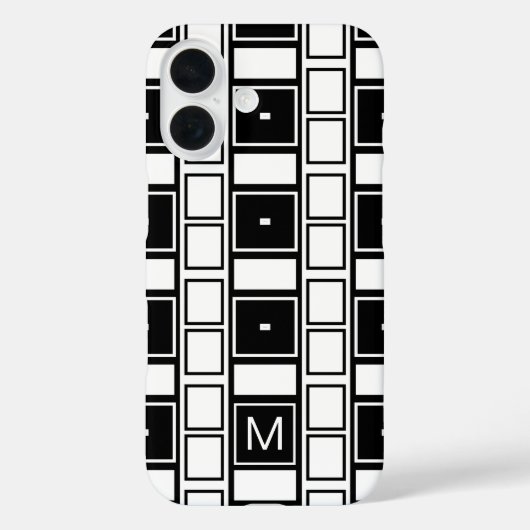 Mit Monogramm, zeitgenössische Schwarz-Weiß-Plätze Case-Mate iPhone Hülle (Rückseite)