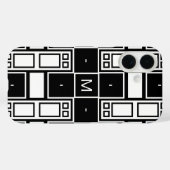 Mit Monogramm zeitgenössisches Schwarzweißmuster Case-Mate iPhone Hülle (Rückseite (Horizontal))
