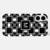 Mit Monogramm zeitgenössisches Schwarzweißmuster Case-Mate iPhone Hülle (Rückseite (Horizontal))