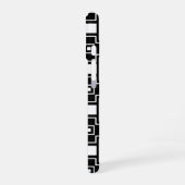 Mit Monogramm zeitgenössisches Schwarzweißmuster iPhone 16 Hülle (Linke Seite)