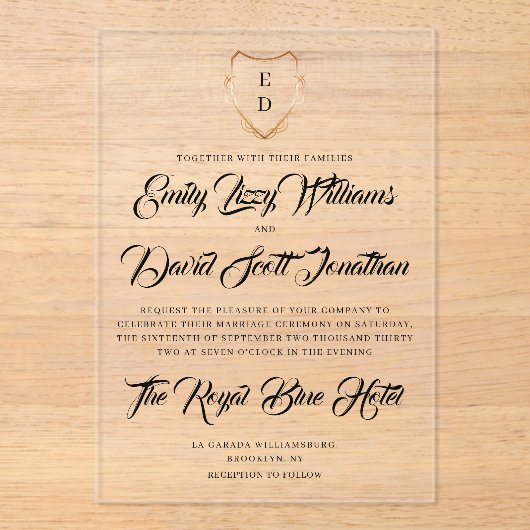 Mit Monogramm zeitlose Akryleisenkonferenz Acryleinladungen (Vorderseite)