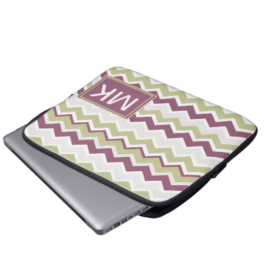 Mit Monogramm Zickzack Brille Laptopschutzhülle (Vorne Knopf)