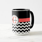 Mit Monogramm Zickzack Combo-Tasse mit 15 Oz Tasse (VorderseiteRechts)