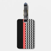Mit Monogramm Zickzack Gepäckmarke Schwarzweiß Gepäckanhänger (Rückseite vertikal)