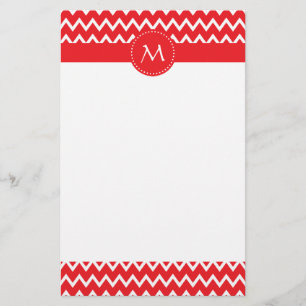 Mit Monogramm Zickzack Muster in Rot und Weiß Briefpapier
