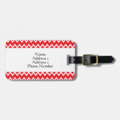 Mit Monogramm Zickzack Muster in Rot und Weiß Gepäckanhänger (Vorderseite horizontal)