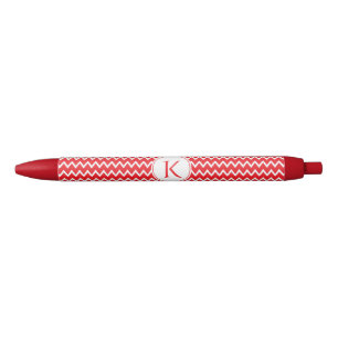 Mit Monogramm Zickzack Muster in Rot und Weiß Kugelschreiber