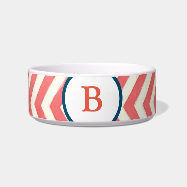 Mit Monogramm, Zickzack rot, blau weiß Napf (Vorderseite)