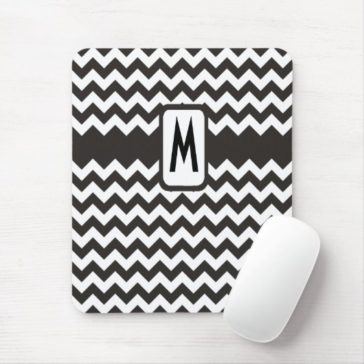 Mit Monogramm Zigzag Mousepad: Schwarze, weiße Che Mousepad (Mit Mouse)
