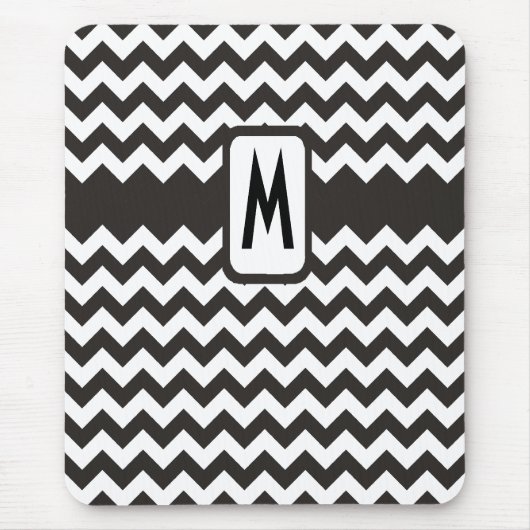 Mit Monogramm Zigzag Mousepad: Schwarze, weiße Che Mousepad (Vorne)